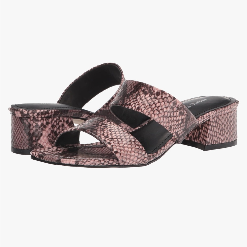 Marc Fisher Pink‎ Snakeskin Print Yori Heeled Sandals Sz. 8.5